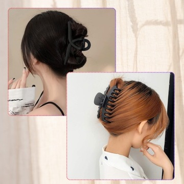 Набор из 4 черных однотонных заколок для волос, большая пряжка, классические зажимы.
