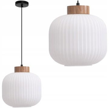 Lampa Wisząca Sufitowa E27 Szklana Boho Drewno