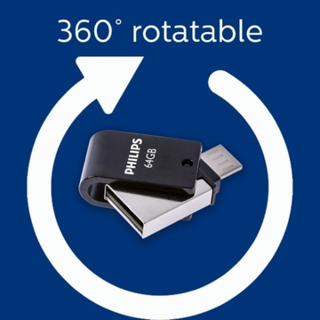 Флеш-накопитель 2 в 1 Philips microUSB, USB 2.0 64 ГБ, OTG