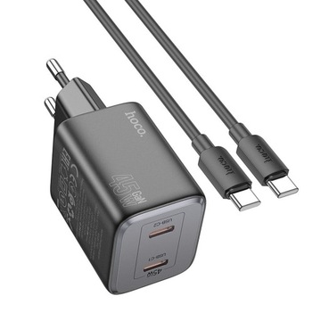 **45W** SZYBKA ŁADOWARKA SIECIOWA 2X USB-C ZASILACZ DO TELEFONU + KABEL 1M