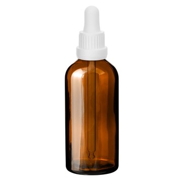 Butelka szklana brązowa 100 ml z pipetą białą 5 sztuk