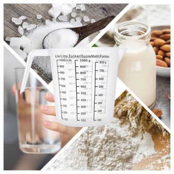 Мерный стакан, кухонный кувшин, мерный стакан со шкалой для измерения сахара, муки, 1 л.