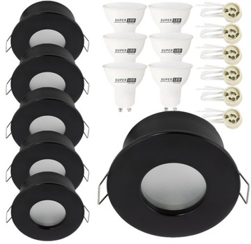 6x Oprawa hermetyczna IP44 + LED GU10 5W podbitka
