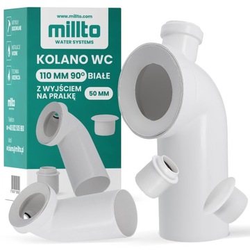 Kolano WC 110/50 mm 90° RURA ODPŁYWOWA Przyłącze Kanalizacji PRALKI TOALETY