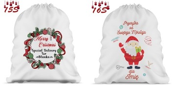 Подарочный пакет с принтом Деда Мороза 40 х 60 см.