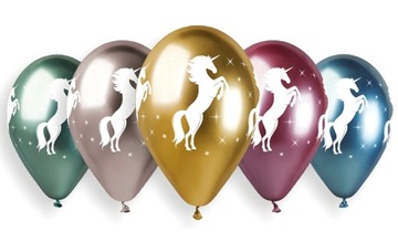 BALONY SHINY JEDNOROŻEC URODZINY-5 SZTUK-3045