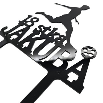 Топпер для торта с ФУТБОЛИСТОМ по имени ИМЯ НОМЕР ФУТБОЛИСТИКА футбол