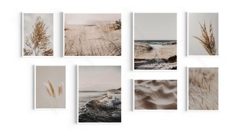 КОМПЛЕКТ постеров в рамках Картины 8 штук Sand Sea для гостиной спальни