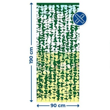 ZASŁONA NA DRZWI KURTYNA NA RZEP LIŚCIE 90x190