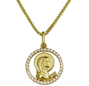 Złoty Łańcuszek Damski Lisi Ogon z Medalikiem pr 585 Grawer Gratis