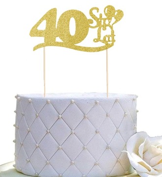Топпер на день рождения 40 С ДНЕМ РОЖДЕНИЯ, украшение для торта воздушными шарами Piker GOLD Glitter