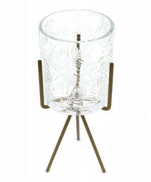 ПОДСВЕЧНИК СТЕКЛЯННЫЙ С ЗОЛОТОЙ ПОДСТАВКОЙ 15х7см