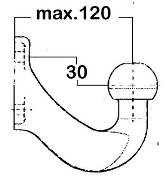 Фаркоп, кованый шар, 4 винта WESTFALIA LOWER, расстояние 3 см, 83x56