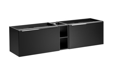 Szafka łazienkowa wisząca 180cm pod umywalkę czarna uchw. chrom cichy domyk