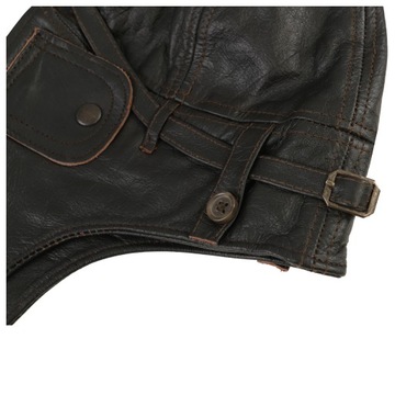 Мотоциклетная пилотская кепка MIL-TEC Коричневая кожаная M