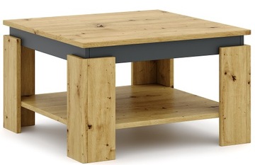 Stolik kawowy ława Tinto do salonu z półką 68 cm dąb artisan - antracyt
