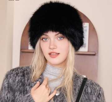 ШАПКА ЖЕНСКАЯ ЗИМНЯЯ, ТЕПЛАЯ МЕХОВАЯ, МОДНАЯ, ЭЛЕГАНТНАЯ МЕХОВАЯ ВЕРХНЯЯ