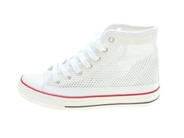 Wysokie damskie trampki koronkowe White r. 40