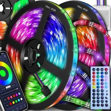 TAŚMA LED RGB 20m Ledy 5050 Listwa RGBW 230v 12v MOCNA NA APLIKACJA
