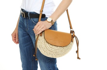 СУМКА НА ПЛЕЧО СУМКА В БОХО СОЛОМА из экокожи