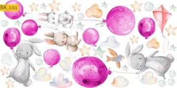 Детские наклейки на стену БУНТЫ, ЦВЕТНЫЕ ШАРИКИ КРОЛИК