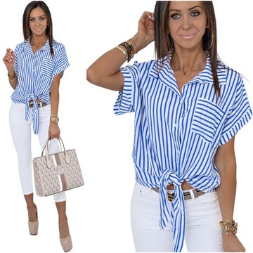 ЛЕГКАЯ РУБАШКА В ПОЛОСКУ, ЗАВЯЗАННАЯ НИЗУ! WZ.2