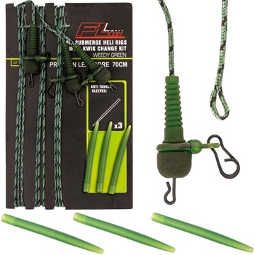 3x ZESTAW LEADCORE HELIKOPTEROWY Chod Rig 3 szt 70 cm