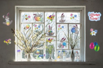 НАБОР НАКЛЕЙКИ «ПАСХАЛЬНЫЙ КРОЛИК» НА ОКНО