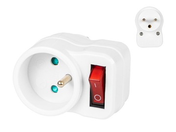 Wtyczka-gniazdo z wyłącznikiem 10A 250V z/u R-1WS