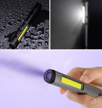 LAMPKA WARSZTATOWA ROBOCZA LED COB LATARKA AKUMULATOROWA MAGNESEM UV LASER