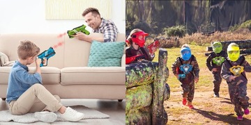 ПЕЙНТБОЛ ЛАЗЕРТАГ НАБОР ЛАЗЕРНЫХ ПИСТОЛЕТОВ 4 РЕЖИМА × 4 ПОДАРКА + ЖИЛЕТЫ