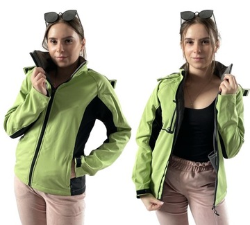 KURTKA DAMSKA SOFTSHELL PRZEJŚCIOWA 5000 WIOSNA SPORTOWA LEKKA KAPTUR XL