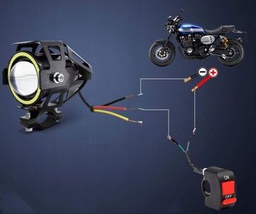 2x ГАЛОГЕННЫЕ МОТОЦИКЛОВЫЕ ЛАМПЫ, КОЛЬЦЕВЫЕ СВЕТОДИОДНЫЕ ФАРЫ