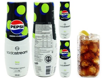 3x SYROP KONCENTRAT SODASTREAM PEPSI MAX LIME LIMONKA 9L NAPOJU Z 440ML