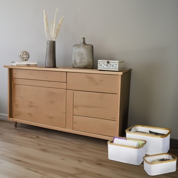 Корзина-органайзер для ящиков гардероба 3 бамбуковые корзины Бежевый