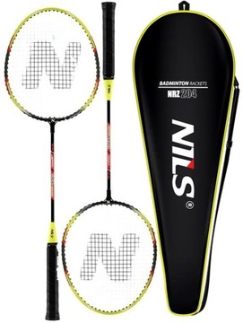 NILS Набор из 2 ракеток + 3 воланов для бадминтона со светодиодной подсветкой, ТВЕРДЫЙ