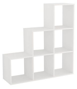 BIUROWY SCHODKOWY REGAŁ NA KSIĄŻKI PÓŁKI KOSTKA 105 x 110 x 33 cm BIAŁY