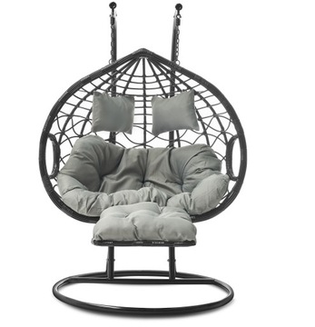 FOTEL HAMAK BUJAK WISZĄCY Z PODNÓŻKIEM 2 os.CZARNY