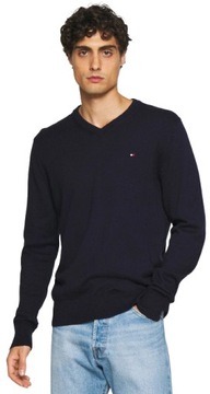 SWETER MĘSKI TOMMY HILFIGER GRANATOWY V-NECK R. L