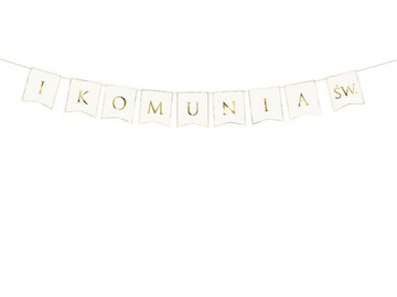Baner Girlanda Komunia Święta BIAŁO ZŁOTY