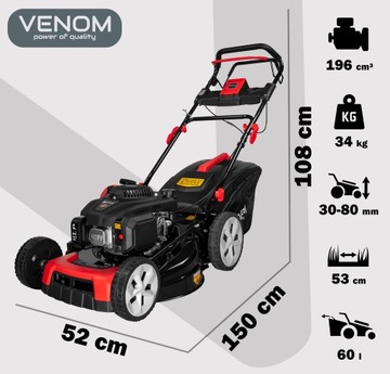 МОЩНАЯ БЕНЗИНОВАЯ КОСИЛКА С ПРИВОДОМ 53 СМ, ДВИГАТЕЛЕМ LONCIN 196CC, НОВАЯ МОДЕЛЬ 9 В 1