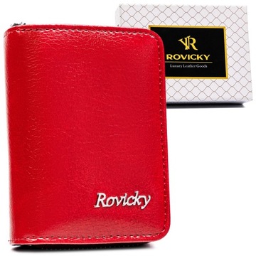 Rovicky klasyczny czerwony portfel dla kobiety na prezent RFID