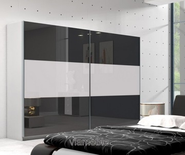 SOLIDNA SZAFA AGAT CZARNO-BIAŁA 200X245CM
