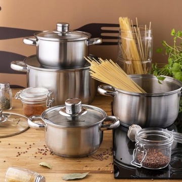 Набор кастрюль POTS из 8 предметов из нержавеющей стали FLORINA Polpo для газовой индукции