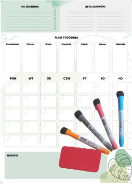 PLANER NA LODÓWKĘ MAGNETYCZNY ORGANIZER NOTATNIK