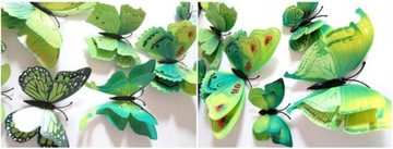 3D наклейки на стену с бабочками Зеленые бабочки 12 шт.