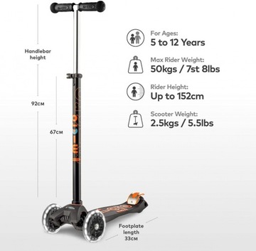 СКУТЕР MAXI MICRO DELUXE LED ЧЕРНЫЙ / ЧЕРНЫЙ