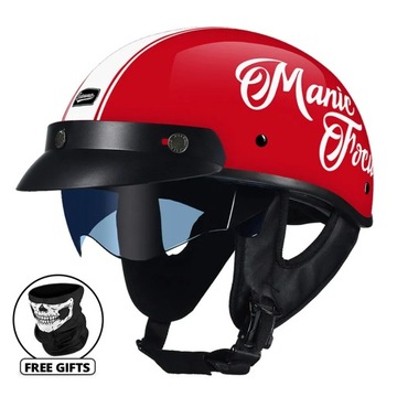 Kask motocyklowy Half Face Double Lens Cool Casco Moto Four Seasons Men
