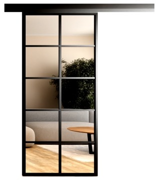 Drzwi Szklane Przesuwne System 65cm Lustro 10 Pól