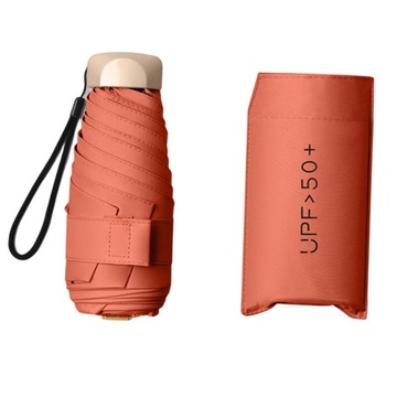 Compact Rain Cover Travel Sunshade Umbrella Orange